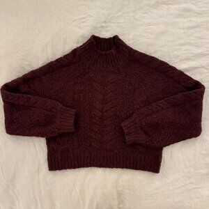 Aritzia Sunday Best Melly Dark Red Cropped Mock Neck Sweater